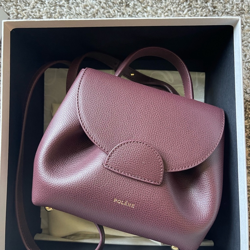 NWT Polene Uno Nano Burgundy Leather Women's Bag crossbody Satchel